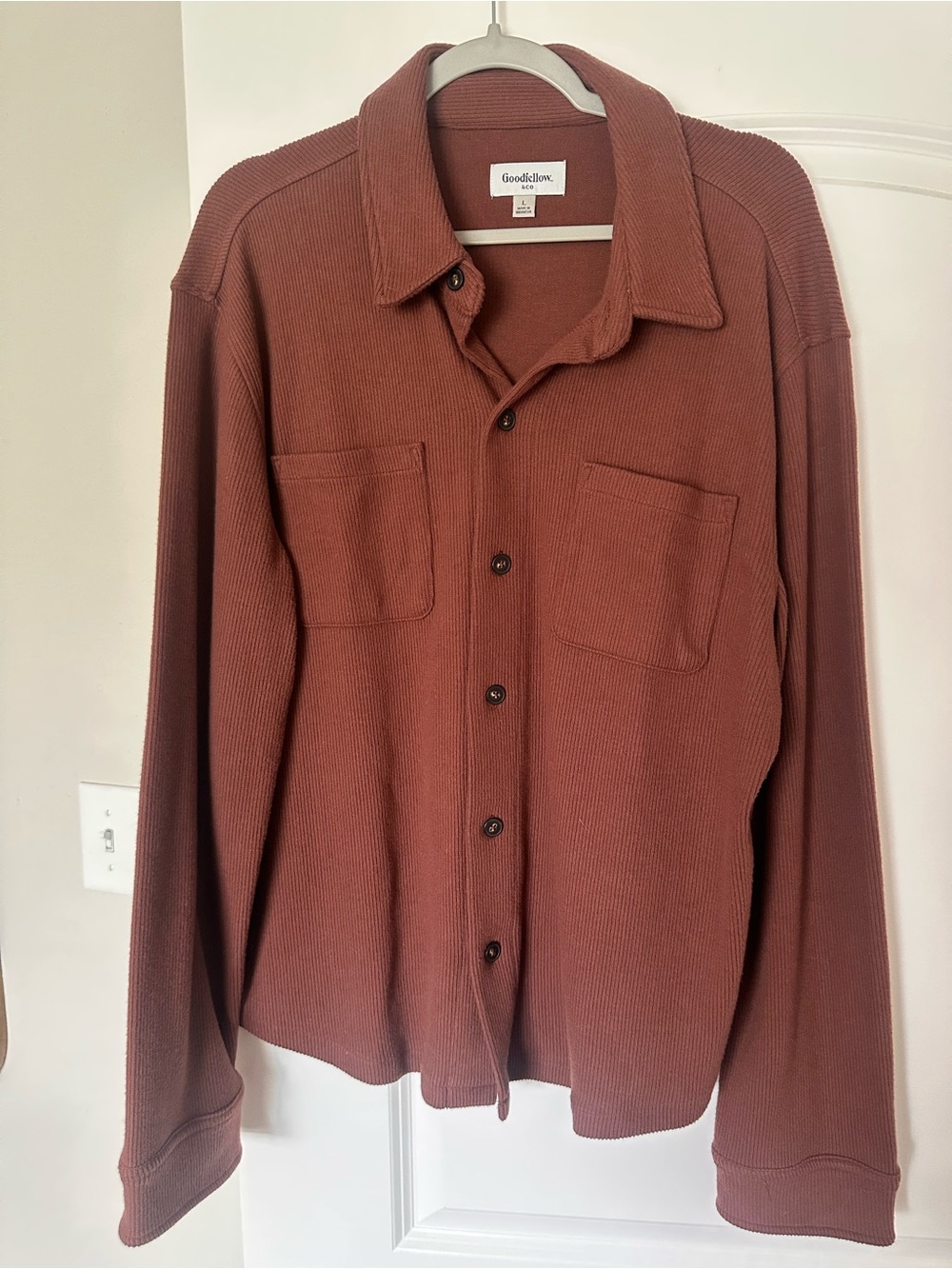 Goodfellow & Co Men's Rust Brown Button-Front Shirt Jacket men’s L